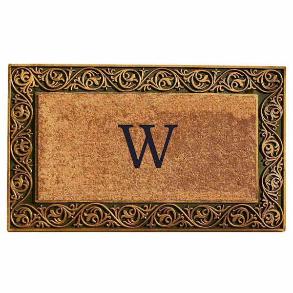 Calloway Mills Monogram Door Mat, Gold, Black, Natural, 18 in W x 30 in L 10001GOLDW - main